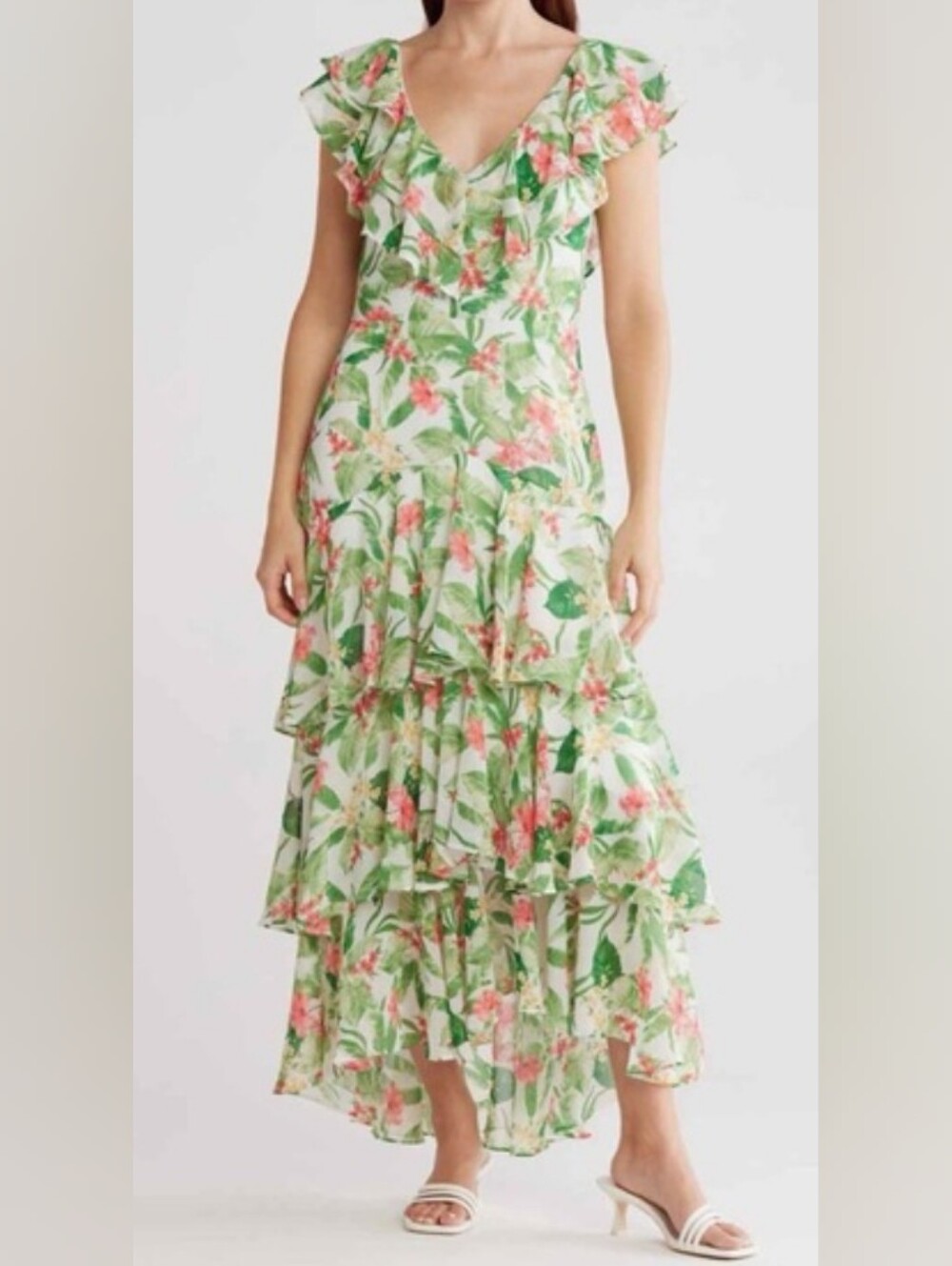 Wayf Floral Ruffle Tiered Dress